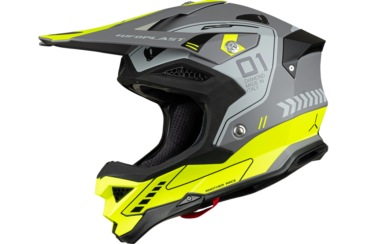 Motocross helmet Diamond grey and neon yellow - Home - he055 - Ufo Plast