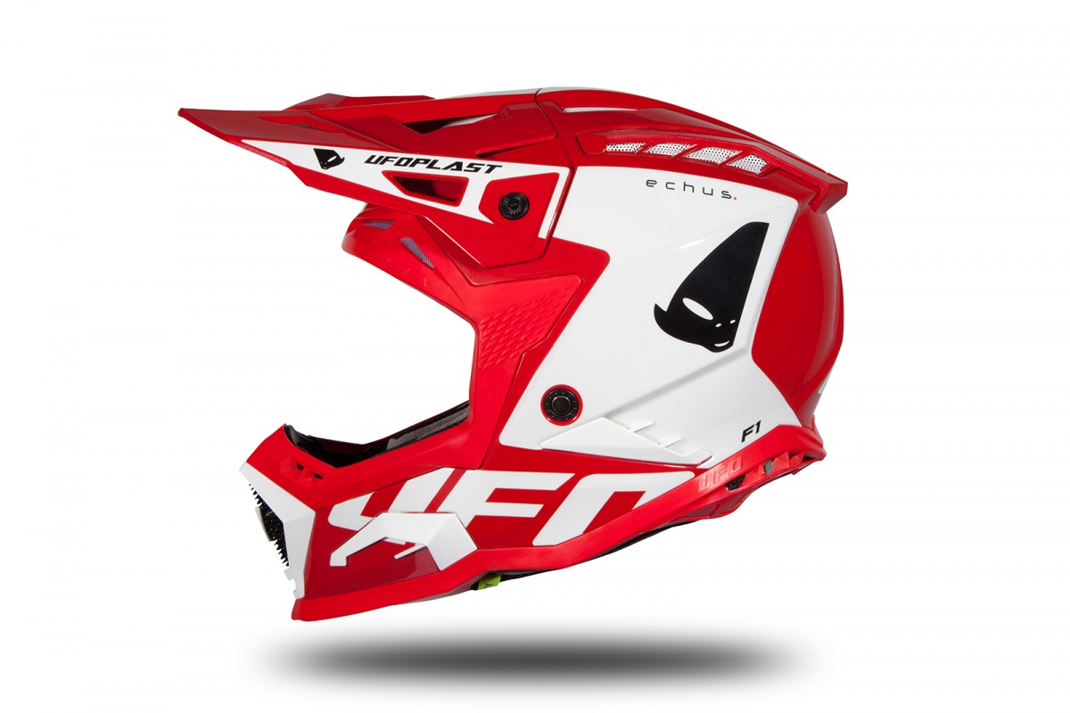 Motocross helmet Echus red and white glossy - NEW PRODUCTS - HE170 - Ufo Plast