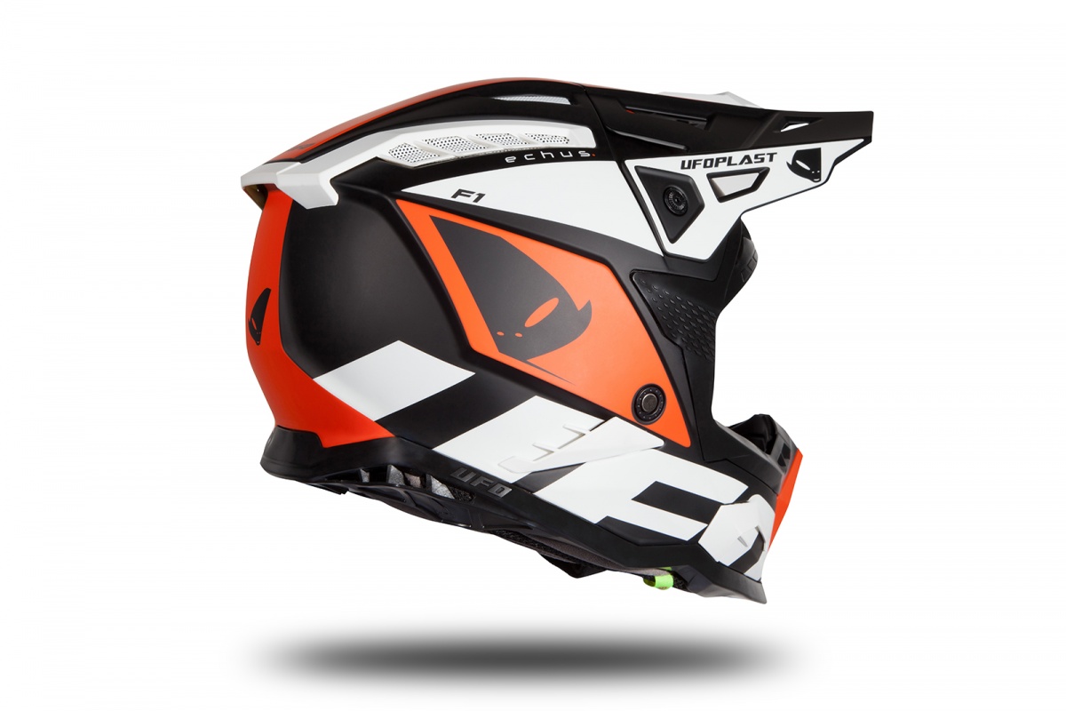 Motocross helmet Echus black, orange and white matt - NEW PRODUCTS - HE171 - UFO Plast